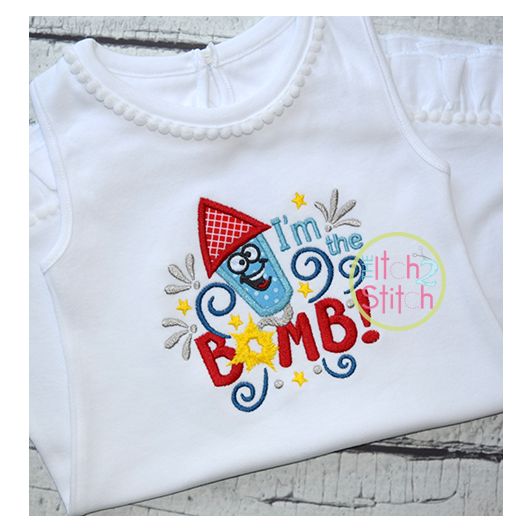 I'm the Bomb Firecracker Applique | Machine Embroidery Designs by JuJu