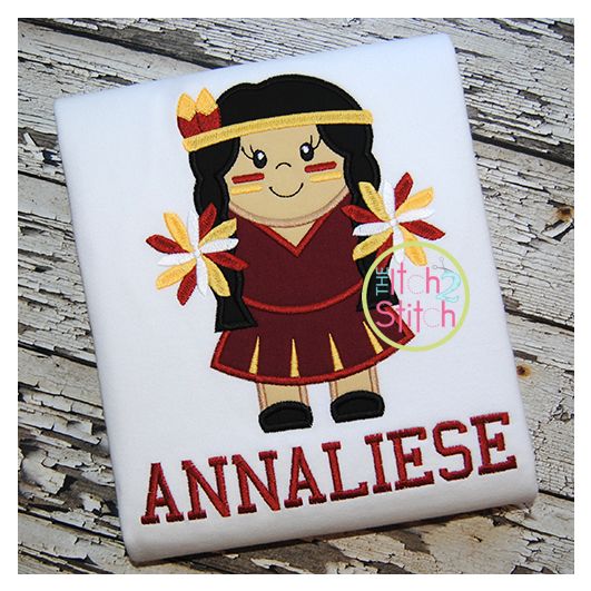 Indian Cheer Applique | Machine Embroidery Designs by JuJu