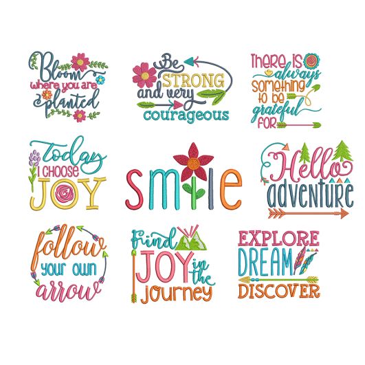 Inspired Sayings Set 1 Machine Embroidery Designs by JuJu
