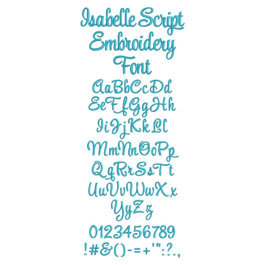 Isabelle Script Machine Embroidery Font Designs by JuJu