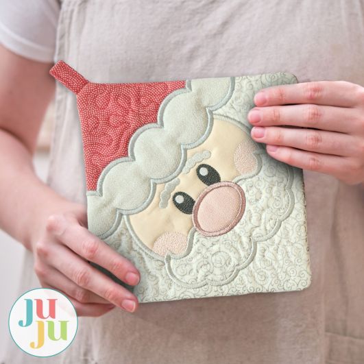In The Hoop Christmas Face Potholders 1 Project | Designs by JuJu
