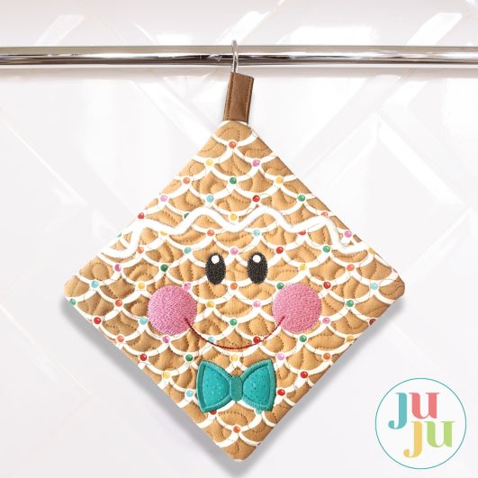 In The Hoop Christmas Face Potholders2 Project | Designs by JuJu