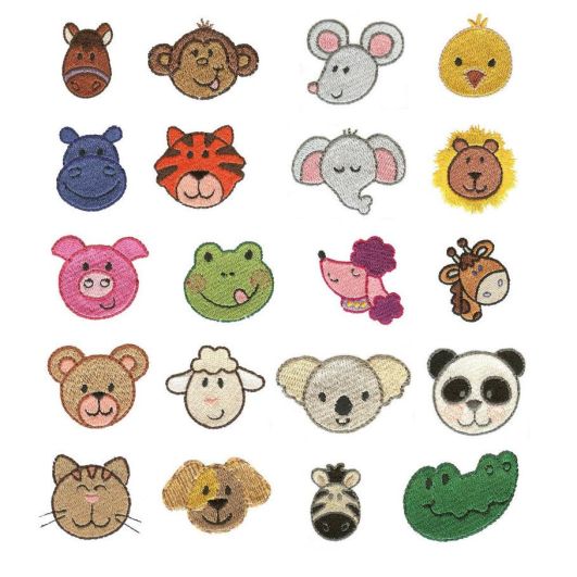 Itty Bitty Animal Faces Machine Embroidery Designs by JuJu