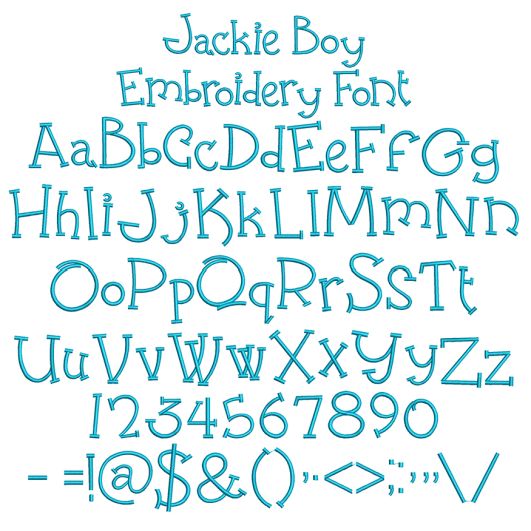 Jackie Boy Embroidery Font | Machine Embroidery Designs by JuJu