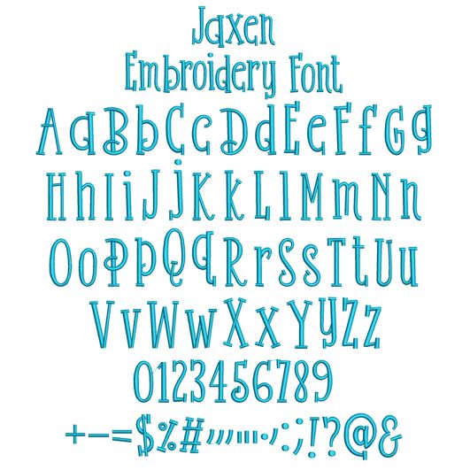 Jaxen Embroidery Font | Machine Embroidery Designs by JuJu