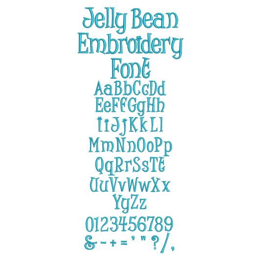Jelly Bean Embroidery Font | Machine Embroidery Designs by JuJu