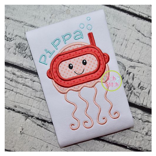 Jellyfish Snorkel Applique | Machine Embroidery Designs by JuJu