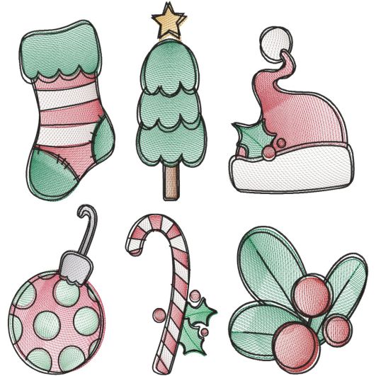 Jolly Christmas Sketch Machine Embroidery Designs by JuJu