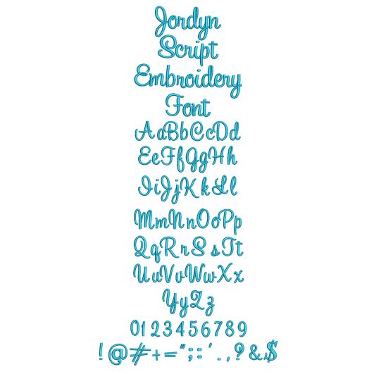 Jordyn Script Embroidery Font | Machine Embroidery Designs by JuJu