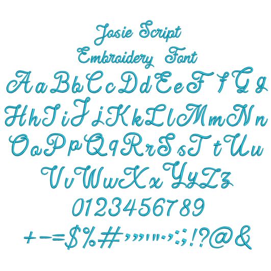 Josie Script Embroidery Font | Machine Embroidery Designs by JuJu