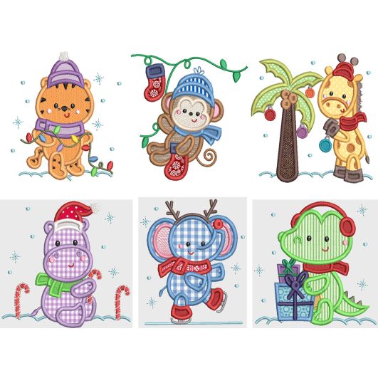 Jungle Christmas Applique Machine Embroidery Designs by JuJu 
