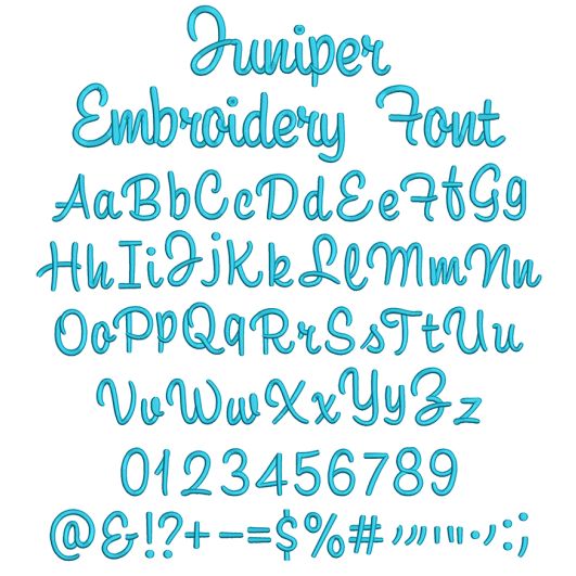 Juniper Embroidery Font | Machine Embroidery Designs by JuJu