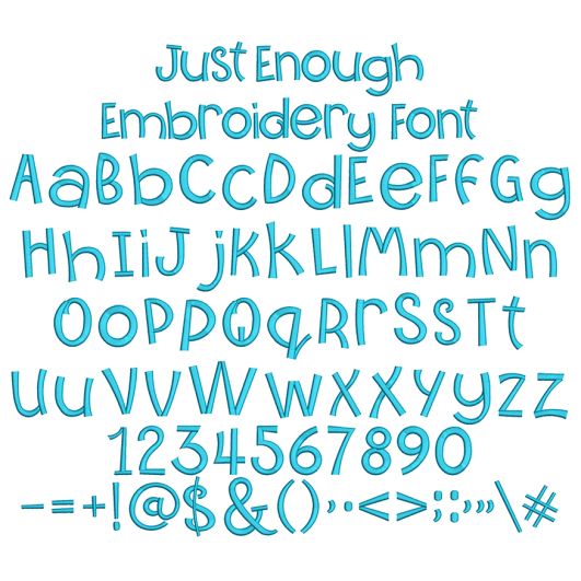 Just Enough Embroidery Font | Machine Embroidery Designs by JuJu