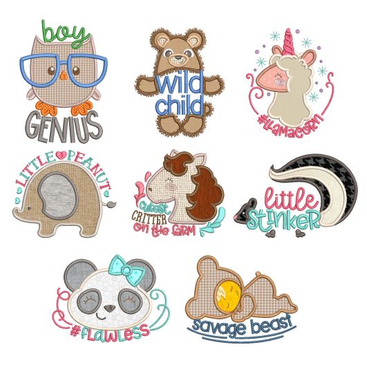 Kids Animal Word Art 2 Applique Machine Embroidery Designs By JuJu
