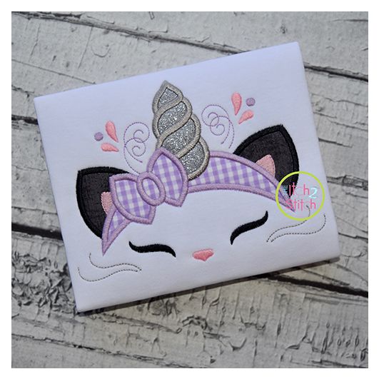 Kitty Unicorn Horn Applique | Machine Embroidery Designs by JuJu