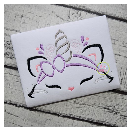 Kitty Unicorn Horn Embroidery | Machine Embroidery Designs by JuJu