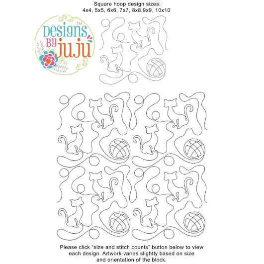 Kitty and Yarn End-to-End Quilting | Machine Embroidery Designs by JuJu