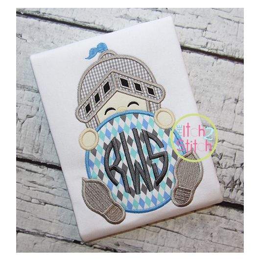 Knight Monogram Peeker Applique | Machine Embroidery Designs by JuJu