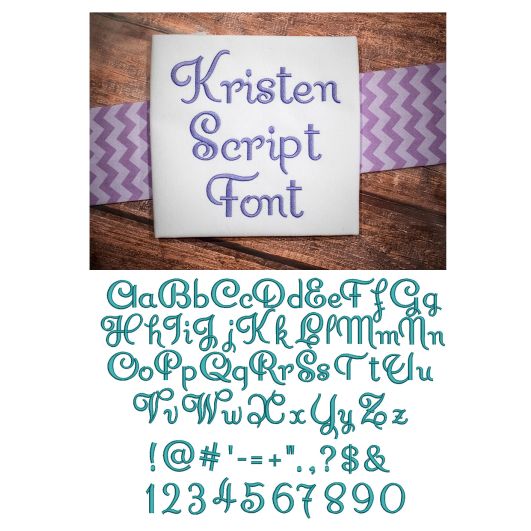 Kristen Script Embroidery Monogram Font Alphabet Machine Embroidery Designs by JuJu