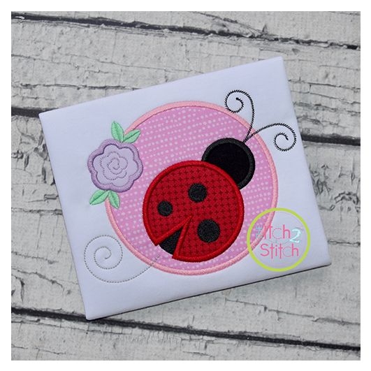 Ladybug Circle Applique Design | Machine Embroidery Designs by JuJu