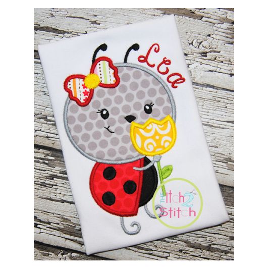 Ladybug Tulip Applique | Machine Embroidery Designs by JuJu