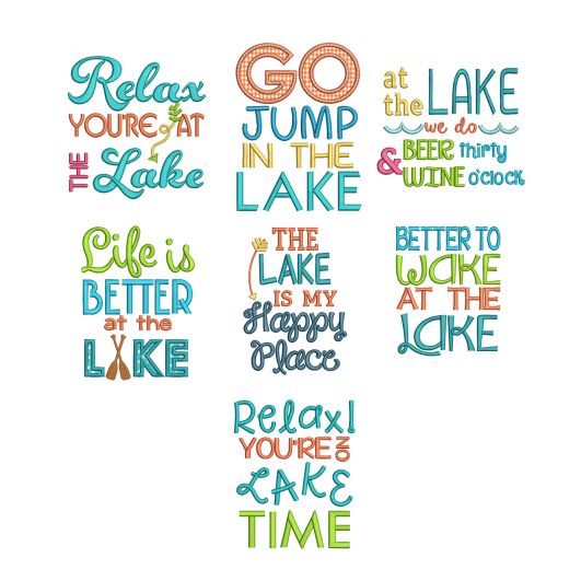 Lakeside Sayings Machine Embroidery Designs by JuJu
