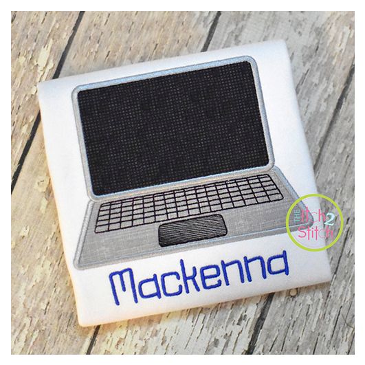 Laptop Applique Design | Machine Embroidery Designs by JuJu