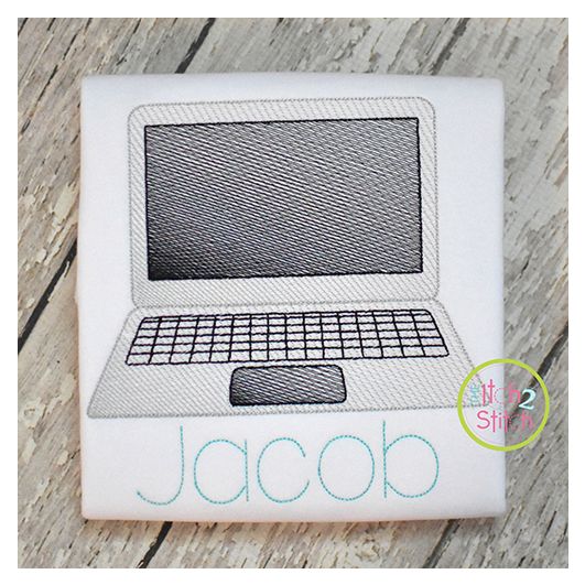 Laptop Sketch Design | Machine Embroidery Designs by JuJu