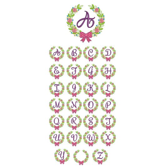 Laurel Wreath Monogram Machine Embroidery Designs by JuJu