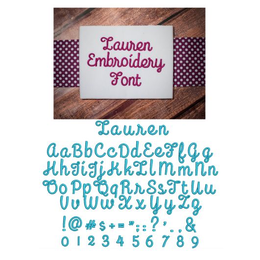 Lauren Script Embroidery Font Machine Embroidery Designs by JuJu