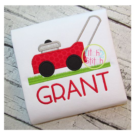Lawn Mower Applique | Machine Embroidery Designs by JuJu