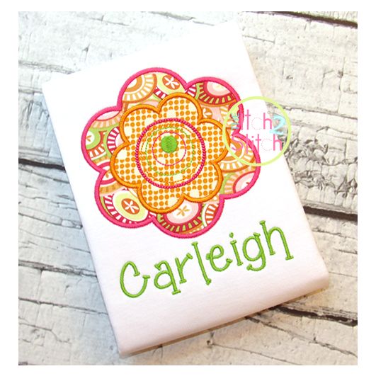 Large Layered Flower (no stem) Applique | Machine Embroidery Designs by JuJu