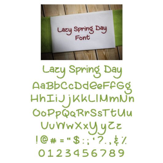 Lazy Spring Day Embroidery Font Machine Embroidery Designs by JuJu
