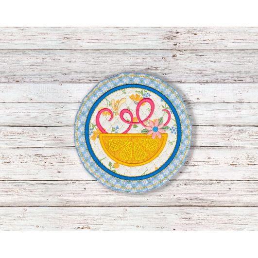 ITH Fresh Lemons Coaster| Machine Embroidery Designs by JuJu