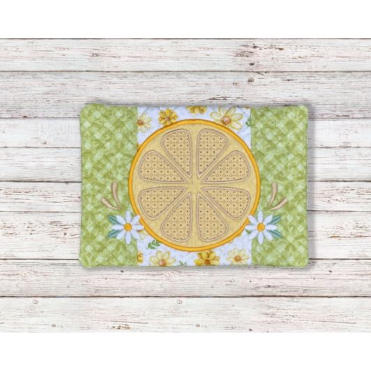 ITH Fresh Lemons Circle Mug Rug | Machine Embroidery Designs by JuJu