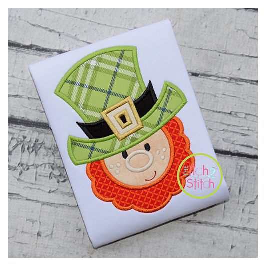 Leprechaun Face Boy Applique Design | Machine Embroidery Designs by JuJu