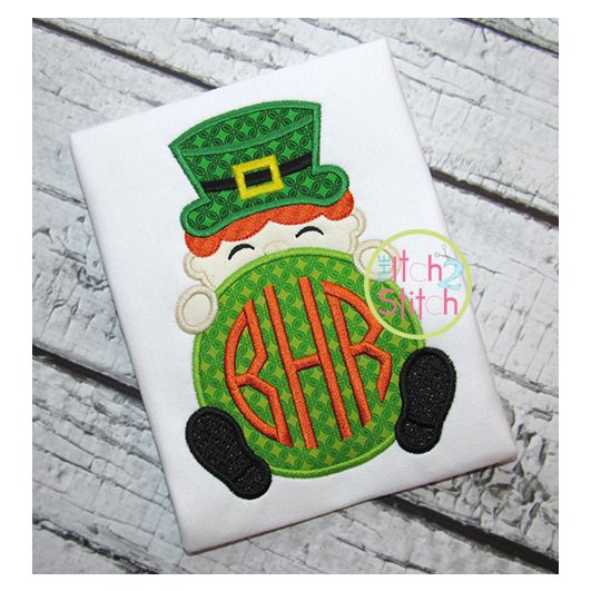 Leprechaun Boy Monogram Peeker Applique | Machine Embroidery Designs by JuJu