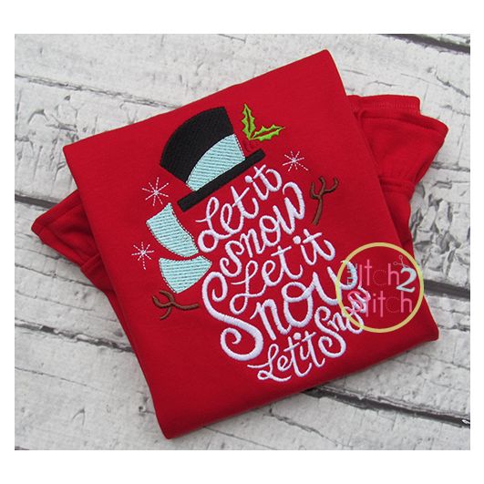 Let it Snow Snowman Embroidery | Machine Embroidery Designs by JuJu