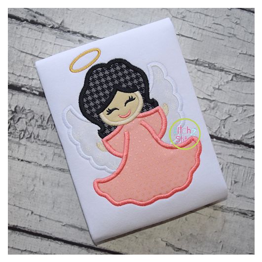 Little Angel Girl Applique | Machine Embroidery Designs by JuJu