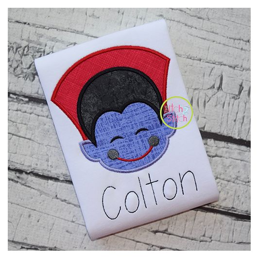 Little Dracula Face Applique | Machine Embroidery Designs by JuJu