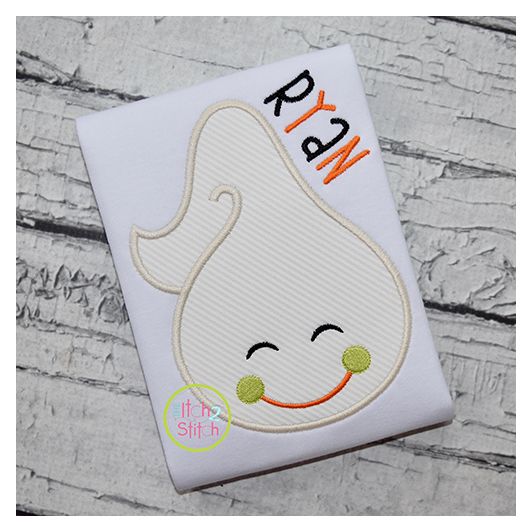 Little Ghost Face Boy Applique | Machine Embroidery Designs by JuJu