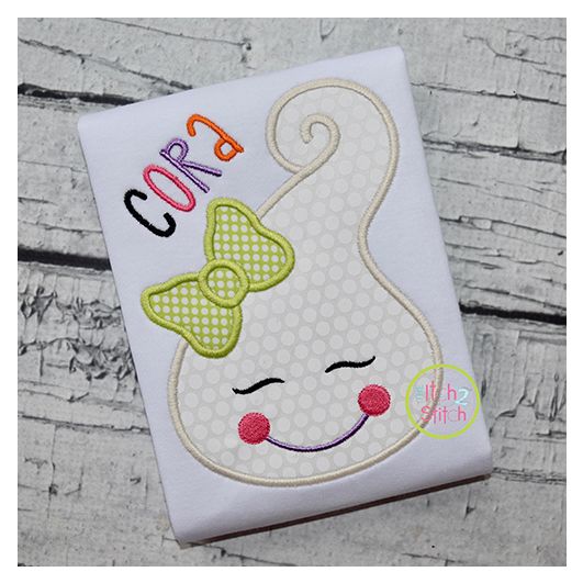 Little Ghost Face Girl Applique | Machine Embroidery Designs by JuJu