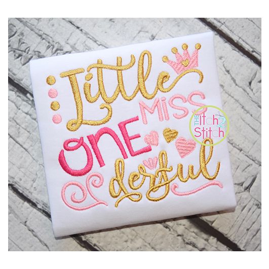 Little Miss ONEderful Embroidery | Machine Embroidery Designs by JuJu
