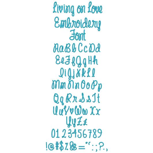 Living on Love Embroidery Font Machine Embroidery Designs by JuJu