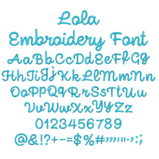 Lola Embroidery Font | Machine Embroidery Designs by JuJu