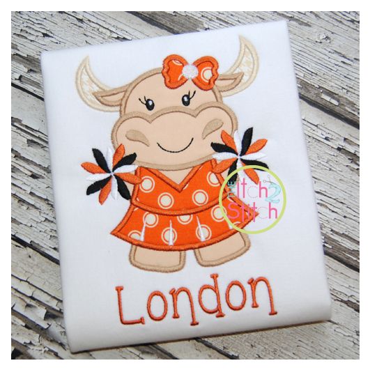Longhorn Cheer Applique | Machine Embroidery Designs by JuJu