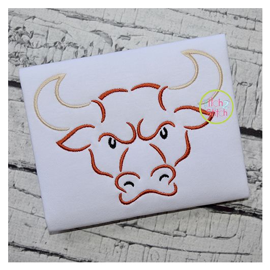 Longhorn Mascot Embroidery | Machine Embroidery Designs by JuJu