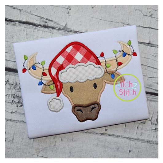 Longhorn Santa Applique | Machine Embroidery Designs by JuJu