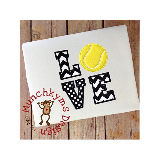 Love Tennis Applique | Machine Embroidery Designs by JuJu