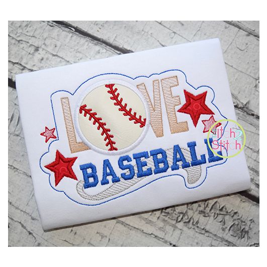 Love Baseball Applique | Machine Embroidery Designs by JuJu